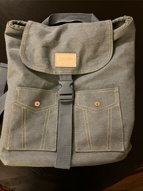 Jean Paul Gaultier Denim Canvas Backpack with Front Pockets